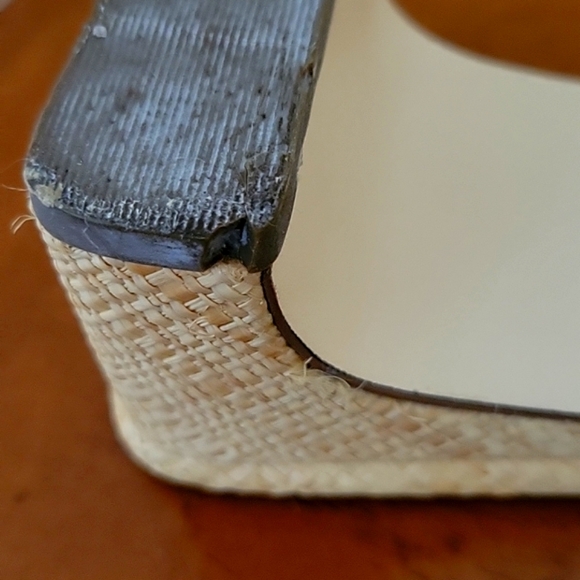 SAM&LIBBY RAFFIA STRAW/LEATHER SOLE VINTAGE SANDALS 9M - Picture 6 of 8